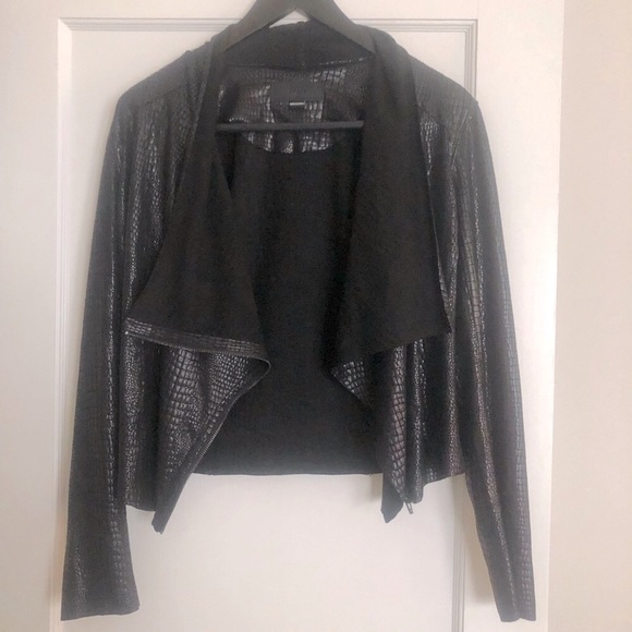Blank NYC Jackets & Blazers - BlankNYC snake print faux leather drape front jacket w/ asymmetrical zip